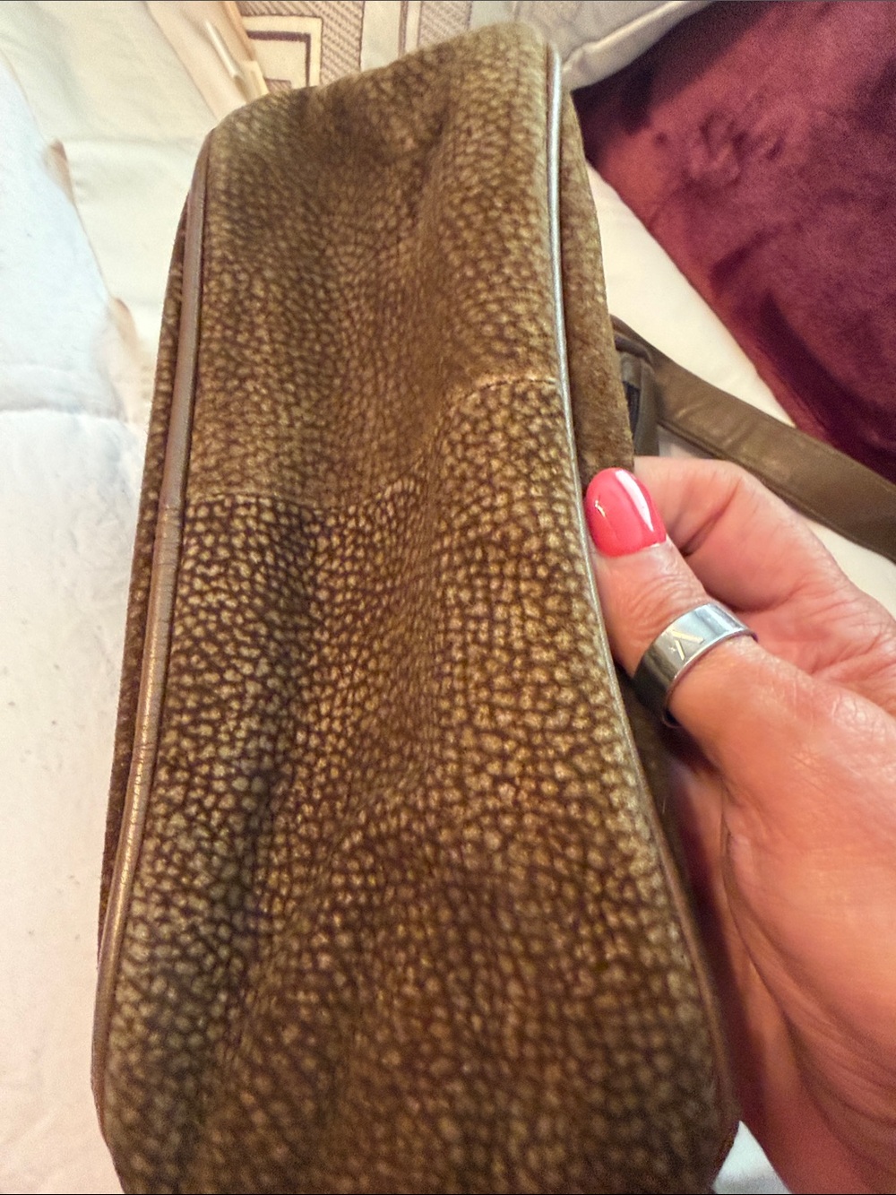Vintage Borbonese Redwall Italian leather crossbody in brown OP pattern - Picture 10 of 11
